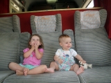 Happy girls on the train